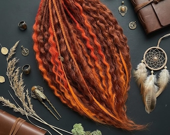 Ginger Curly Synthetic Dreadlocks Wavy Hair Extensions
