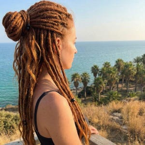 Copper Ginger Human Hair Dreadlock Extensions: Straight SE/DE Locs