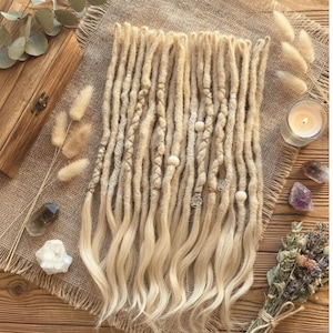 Textured Natural Blonde Human Hair Dreadlock Extensions: Single or Double Ended