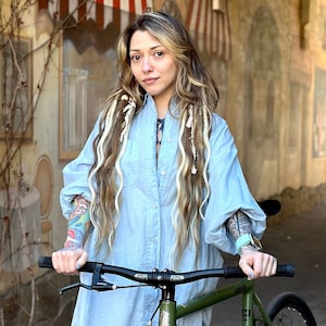 Boho Luxe Loose Wave Dreadlock Extensions: Henlon Hair, Natural Blond Mix, 24&quot;