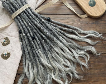 Ombre Gray Silver Human Hair Dreadlock Extensions: Single or