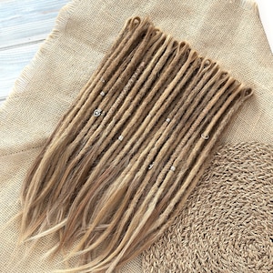 Wheat blonde Human Hair Dreadlock Extensions Single Ended Dreadlocks Real Human Hair 37-42cm / 14.5-16,5" Length, 5-6mm / 0.2" Thick