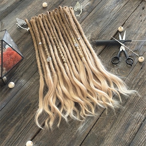 Ombre Blonde Natural Human Hair Dreadlocks Double and Single ends Real Dreadlocks Hair Extensions, thickness 8-10mm / 0.3 " Real hair locs
