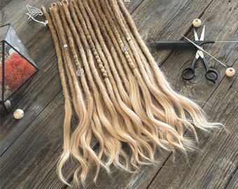 Ombre Blonde Human Hair Dreadlocks Extensions: Single or Double Ended