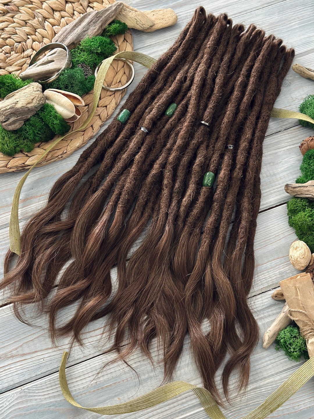 Textured Dark Brown Human Hair Dreadlock Extensions: Single or Double ...