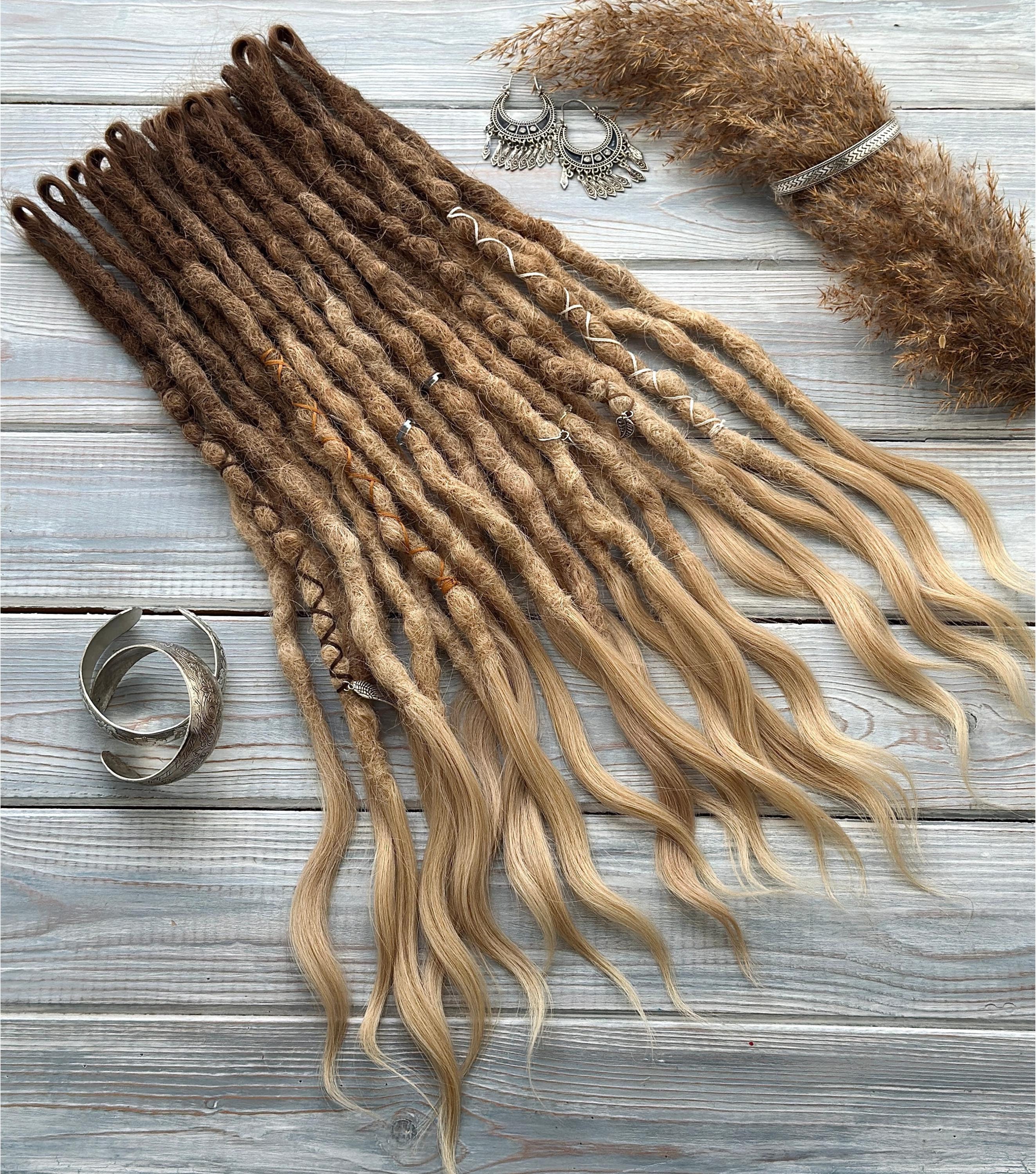 Ombre Brown to Blonde Human Hair Dreadlocks Extensions: Crochet Dreads