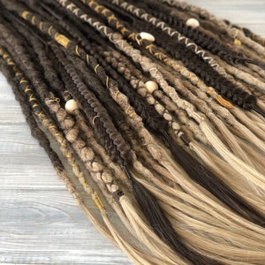 Festival Dreads Set Natural Brown and dirty Blonde textured crochet Boho  Dreadlocks Extensions Faux Locs authentic dreads hippie hairstyle