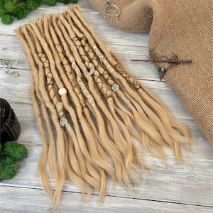 Honey Blonde Textured Natural Human Hair Dreadlocks Double and Single Ends Real Hair Dreadlock Extensions Human Hair Loc