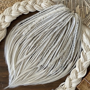 Viking Blonde Сrocheted Dreads Set Ash Blonde & Silver color Double ends Synthetic Dreadlocks Extensions