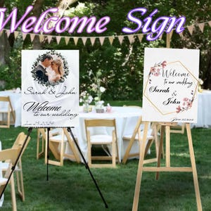 Custom Photo Wedding Welcome Sign, Personalized Wedding Acrylic Board Sign Picture, Ceremony Welcome Sign, Wedding Signage with an Easel,
