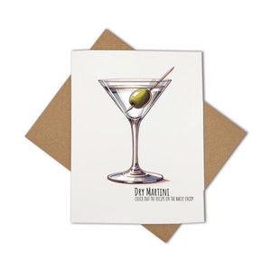 Carte de voeux martini sec avec recette au dos - Livrée avec enveloppe