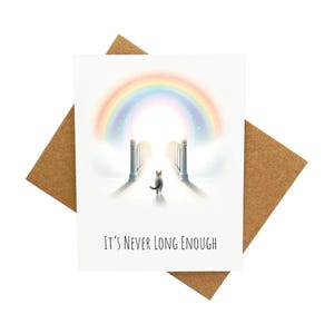 Carte de sympathie pour animal de compagnie, pont arc-en-ciel de chat [Légende : ce n'est jamais assez long] - Livré avec enveloppe
