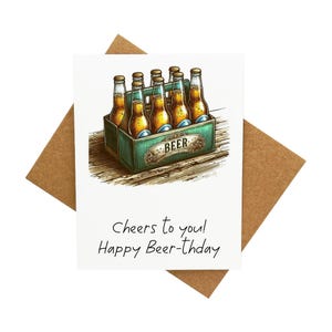 Carte d'anniversaire bière [Légende : Bravo ! Happy Beer-thday] - Livré avec enveloppe