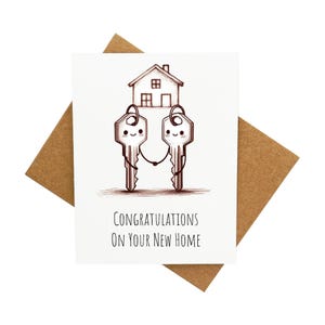 Carte de voeux Deux clés pour pendaison de crémaillère [Légende : Félicitations pour votre nouvelle maison] - Livrée avec enveloppe