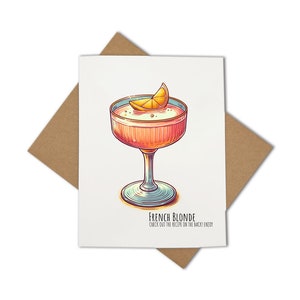 Carte de voeux cocktail blonde française avec recette au dos - Livrée avec enveloppe