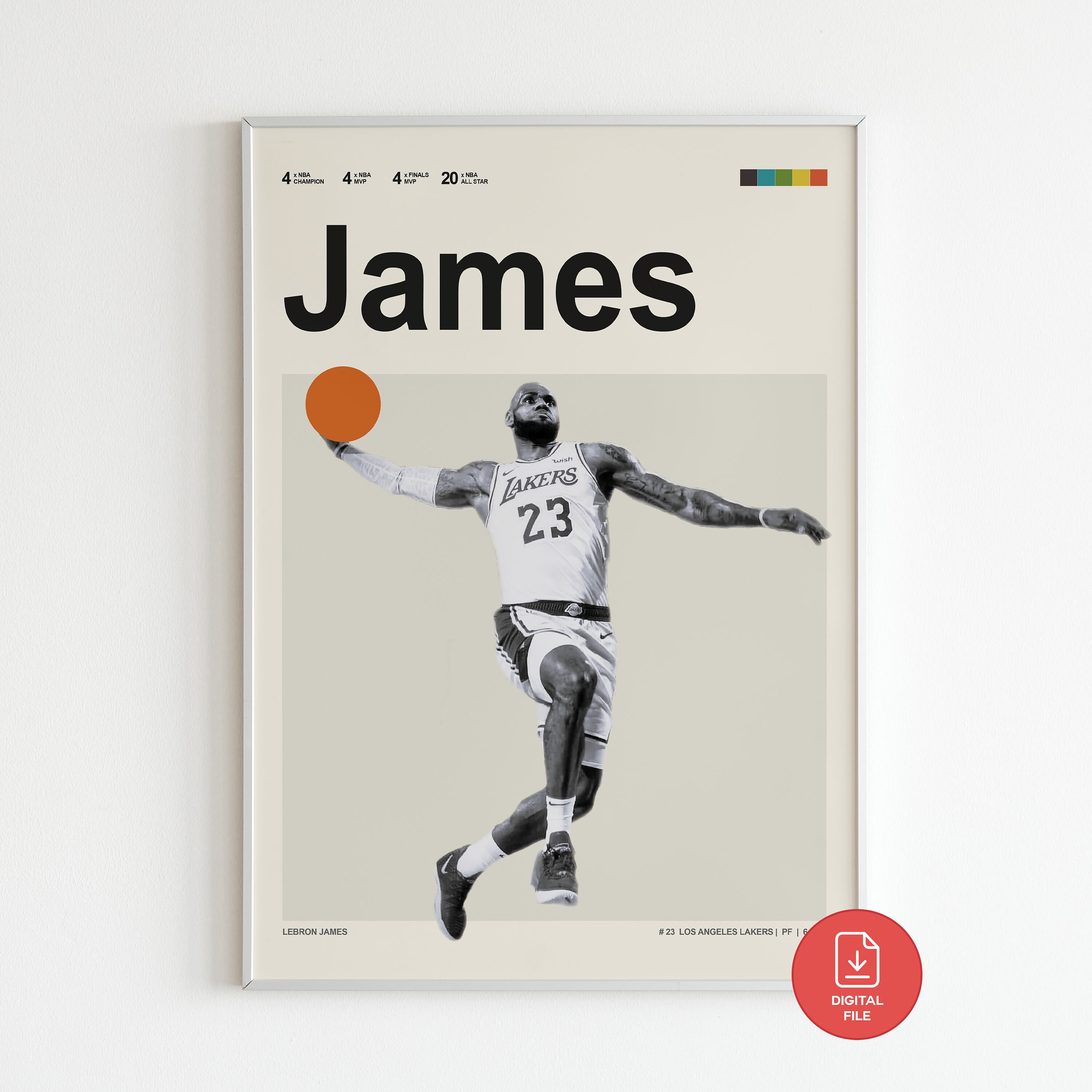 Lebron James | Digital Poster, NBA Basketball Digital Print Art