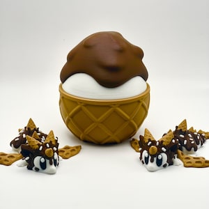3D Printed Ice Cream Dragon Fidget Toy: Articulating Desk Toy