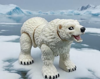 Articulated 3D Printed Polar Bear Figurine Desk Pet