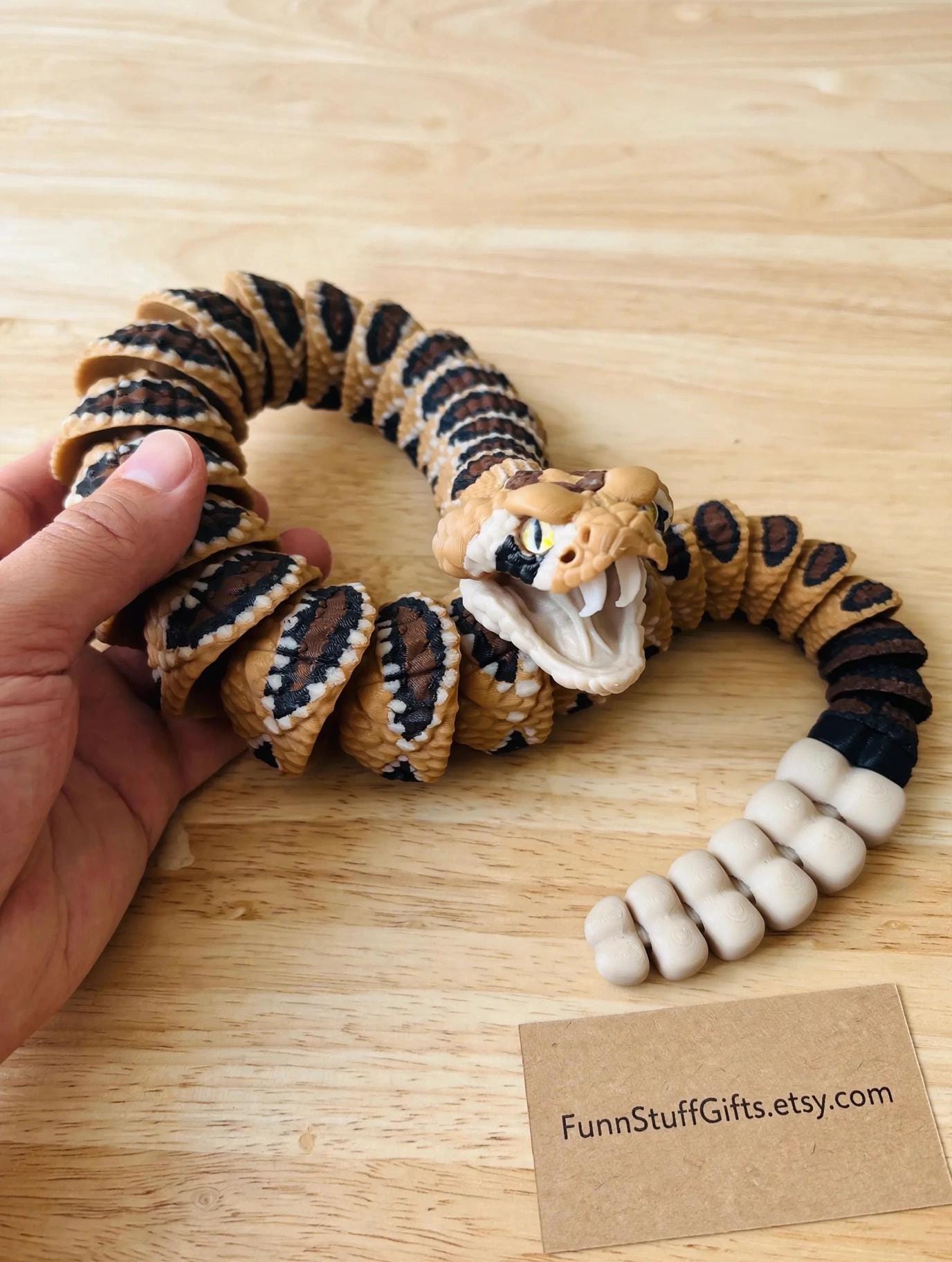 3D Printed Articulated Rattlesnake 21 Inch | Flexible Rattlesnake