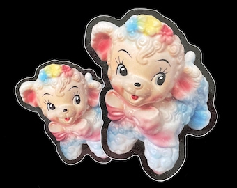 Retro Lamb Glitter Sticker | Waterproof Vintage Style Decal