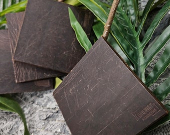 Leather handmade coasters, brown