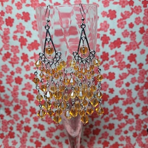 Large Orange Brown Chandelier Style Earrings