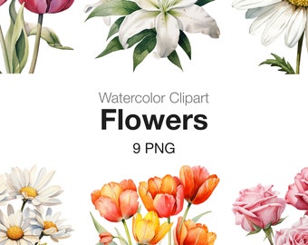 Flowers, Watercolor Flowers Clipart