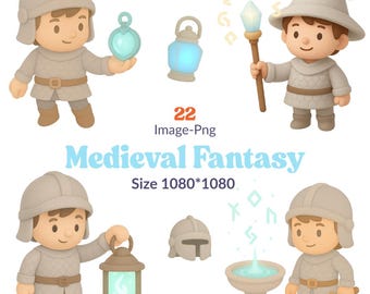 22 Cute Medieval Fantasy Clipart Bundle | Cute llustrations | Cute  Medieval Fantasy Art | Instant Download PNG | Commercial Use