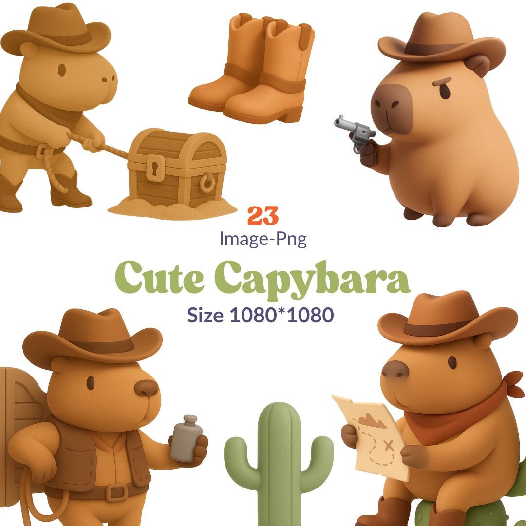 23 Cute Capybara Clipart Bundle | Cute Llustrations | Cute Capybara Art ...