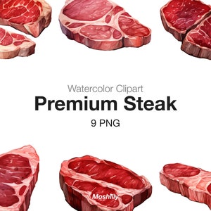 Premium Steak, Watercolor Premium Steak Clipart