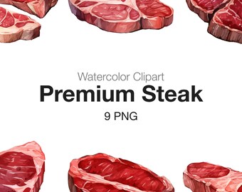 Premium Steak, Watercolor Premium Steak Clipart