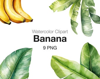Banana, Watercolor Banana Clipart