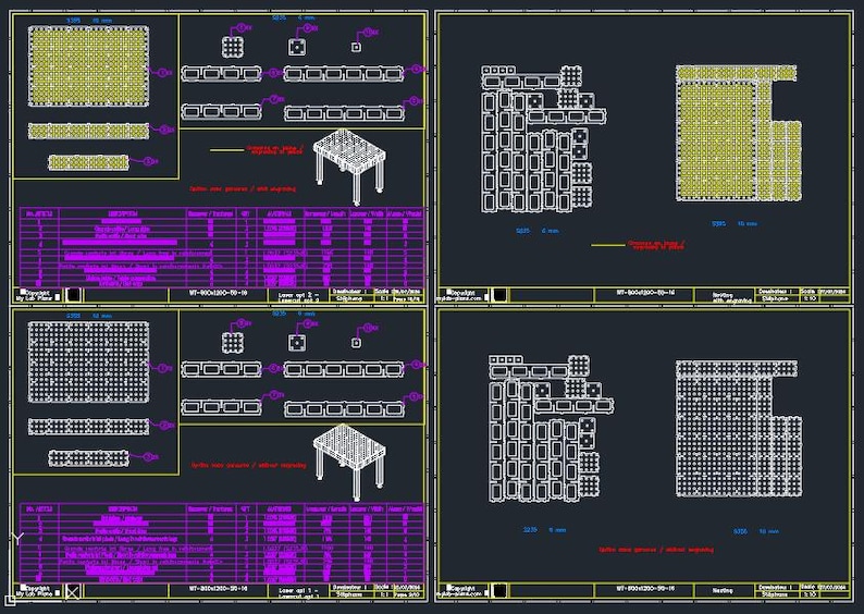 Large Welding Table Plans 1500x3000mm | PDF DWG STEP Dxf | Heavy Duty ...