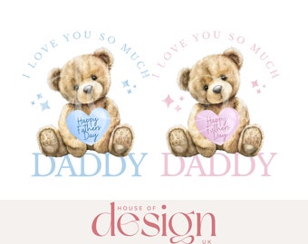Set of 2 - Fathers Day - Love you Teddies - PNG File - Sublimation - UV/DTF - Digital Download