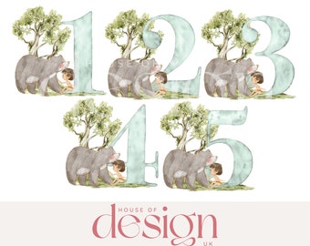 Set of 5 - Jungle Friends Numbers - When I wake up - Birthday Design - PNG File - Sublimation - UV/DTF - Digital Download