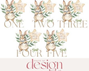 Set of 5 - Bunny - When I wake up - Birthday Design - PNG File - Sublimation - UV/DTF - Digital Download