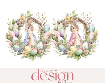 Set of 2 - Easter Wreath Design - Flopsy - PNG File - Sublimation - UV/DTF - Digital Download