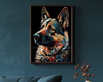 German Shepherd Print, German Shepherd Poster, German Shepherd Gift, Dog Print, Animal Print, Instant Download