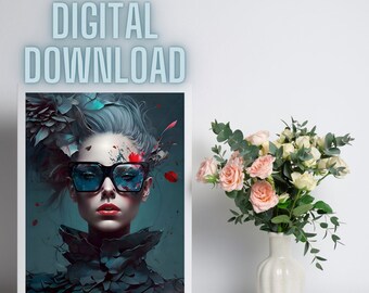 Fashion Art Print,  Fashion Digital Download, Ecofriendly Fashion, Goth Fashion