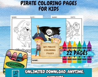 Piratmålarbilder, Utskrivbara piratmålarbilder, Pirataktiviteter, Målarbilder, Målarbilder för barn, Piratmålarbild för barn