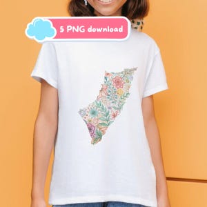 5 PNG Palestine Map Floral Designs | High-Resolution 4000*4000px | Perfect for T-Shirts, Stickers, and More
