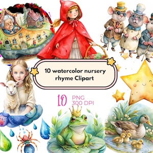 Kinderreime Clipart Pack - Bilderbuch Illustrationen für Kinder | Hochwertige PNG für Kinderzimmer Dekor, Kleidung & Aufkleber