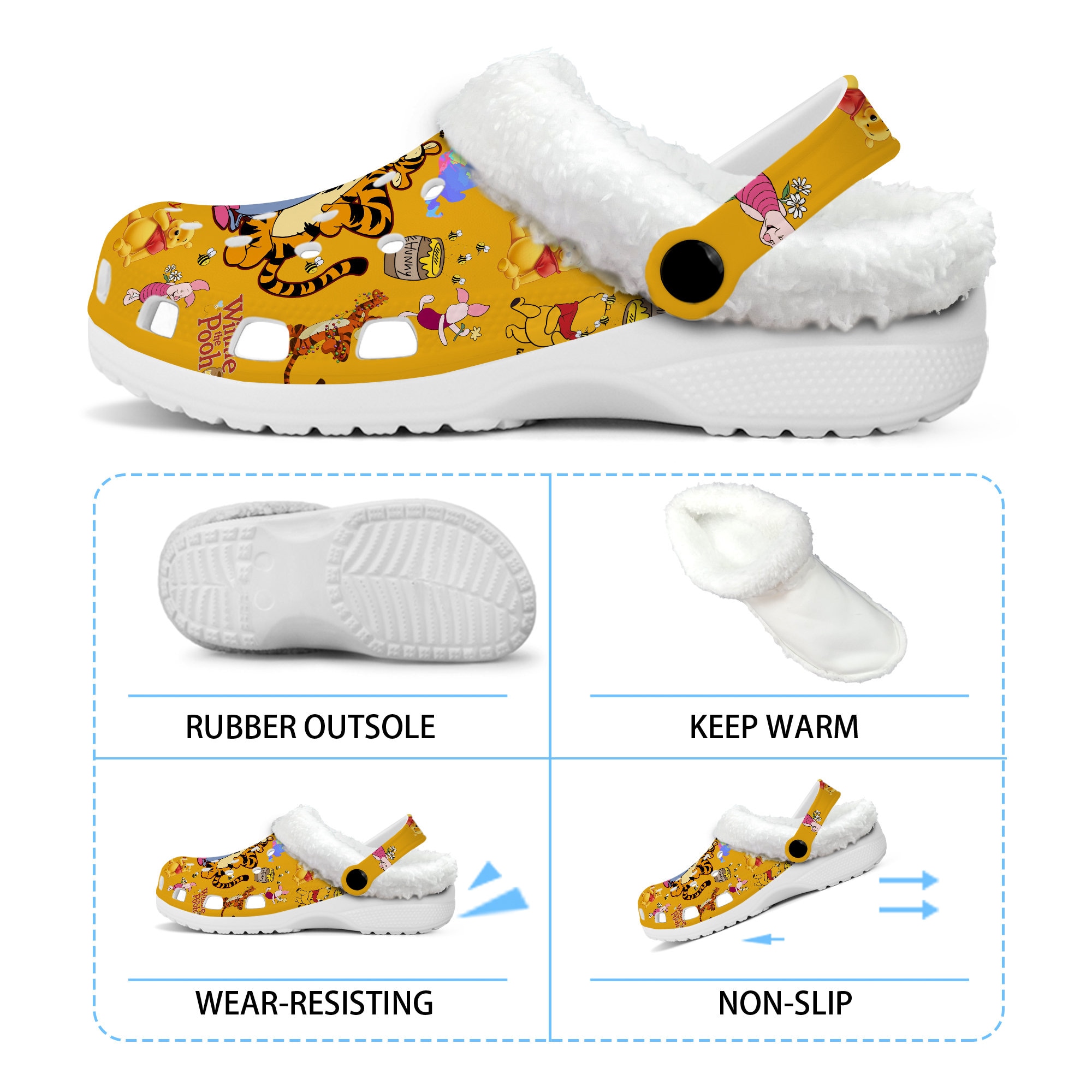 Winnie the Pooh Clogs Shoes,croc Insolesclog Inner Sole,winnie Pooh