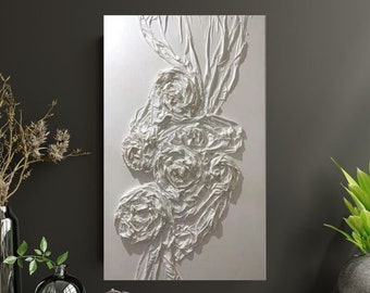White Plaster Wall Art, Handmade Fabric Textured Painting, 3D Textured Fabric Wall Art, Abstract Wall Art,Modern Home Wall Decor