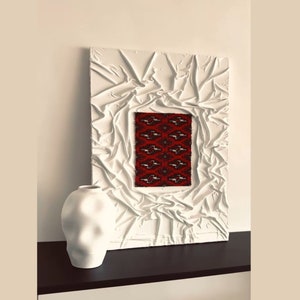 Peinture texturée sur tissu, oeuvre d&#39;art murale en plâtre blanc, tissu blanc original texturé, peinture sur toile abstraite, grande oeuvre d&#39;art murale en tissu plâtre
