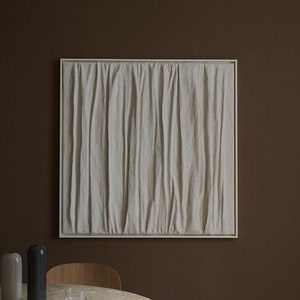 Peinture texturée sur tissu, oeuvre d&#39;art murale en plâtre blanc, tissu blanc original texturé, peinture sur toile abstraite, grande oeuvre d&#39;art murale en tissu plâtre