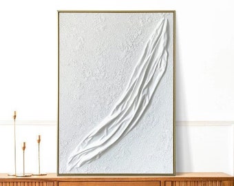 White Plaster Wall Art, Handmade Fabric Textured Painting, 3D Textured Fabric Wall Art, Abstract Wall Art