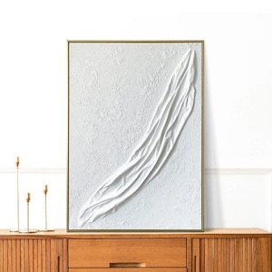 Art mural en plâtre blanc, peinture texturée sur tissu fait main, art mural en tissu texturé 3D, art mural abstrait