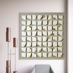 Art texturé 3d blanc original, peinture abstraite sur toile, grande oeuvre d&#39;art murale texturée en plâtre