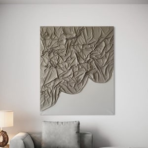 Toile abstraite texturée originale sur tissu gris, grande oeuvre d&#39;art murale en tissu de plâtre, peinture à l&#39;huile acrylique texturée 3D, oeuvre d&#39;art texturée sur tissu